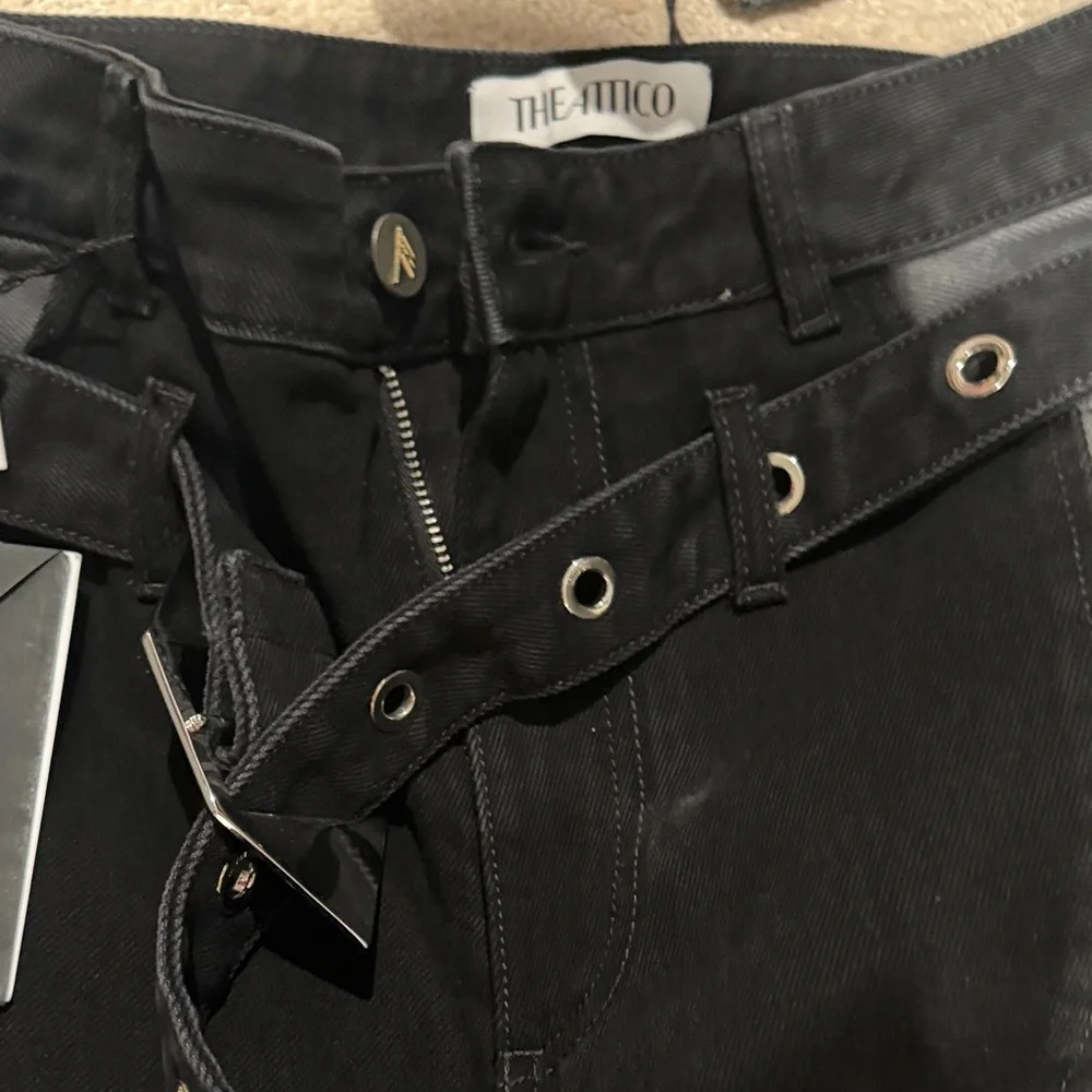 The Attico Black and Gray Patchwork Wide-Leg Jeans - Picture 8 of 8